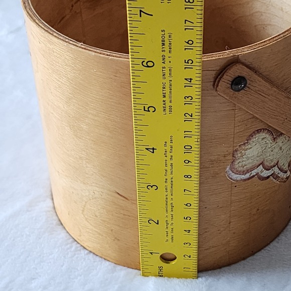 Vintage Wood Biscuit Barrel Hand Painted Cookies Pail 50s Farmhouse Cottage MCM - Picture 12 of 16